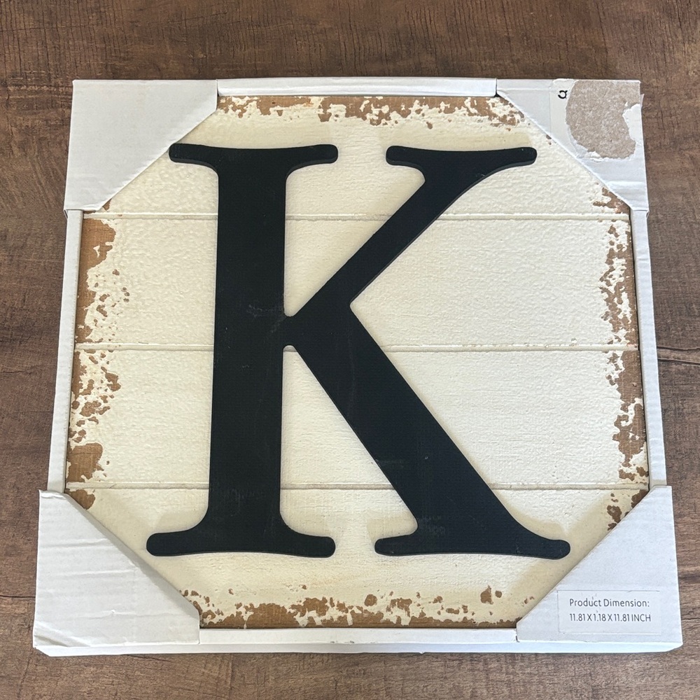 Black Letter K Wall Accent Sign - Cream Background